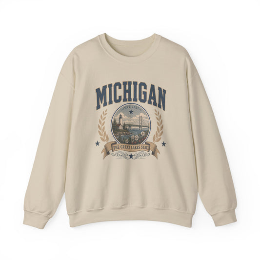 Vintage Michigan - The Great Lakes State Crewneck Sweatshirt
