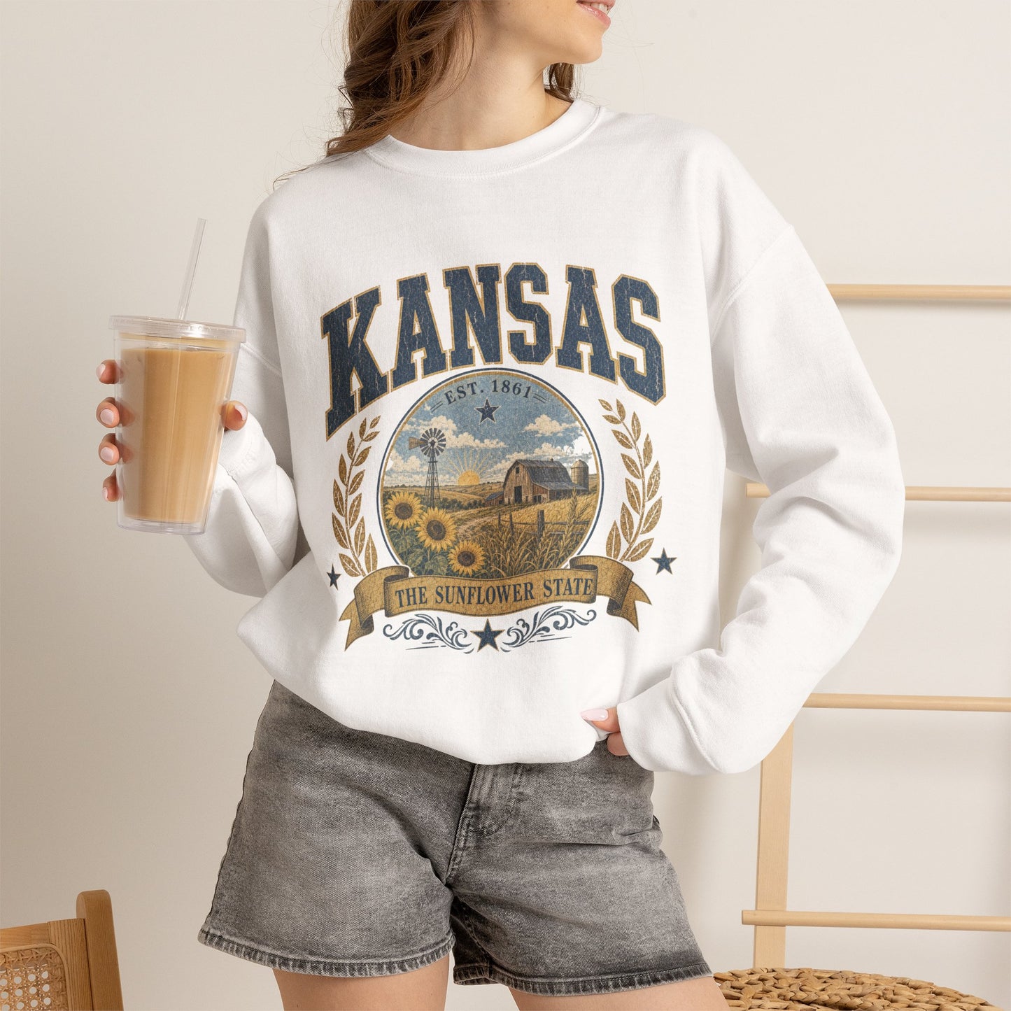 Vintage Kansas - The Sunflower State Crewneck Sweatshirt