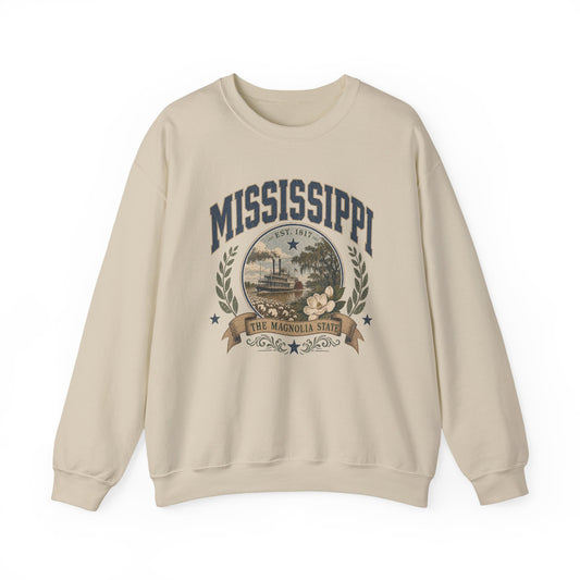 Vintage Mississippi - The Magnolia State Crewneck Sweatshirt