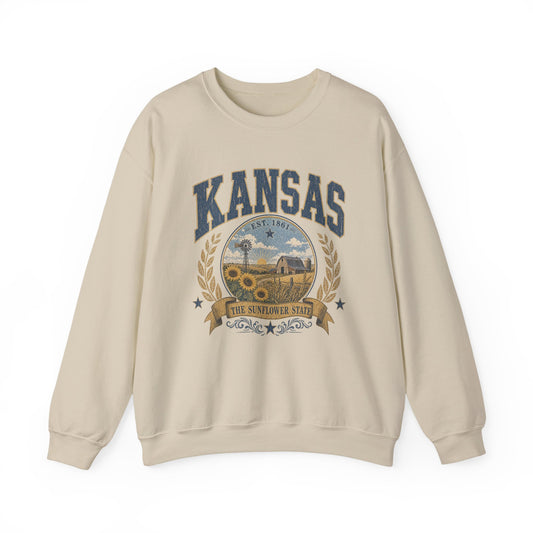 Vintage Kansas - The Sunflower State Crewneck Sweatshirt