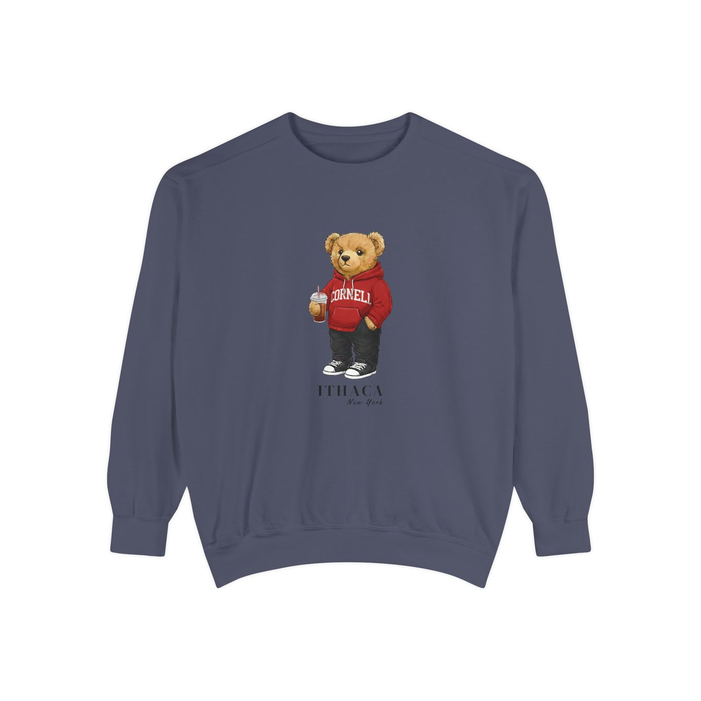 Ithaca, New York Teddy Bear Comfort Colors Sweatshirt