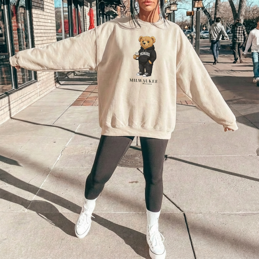 Milwaukee, Wisconsin Teddy Bear Crewneck Sweatshirt