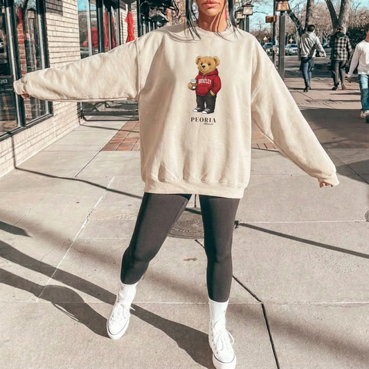 Peoria, Illinois Teddy Bear Crewneck Sweatshirt