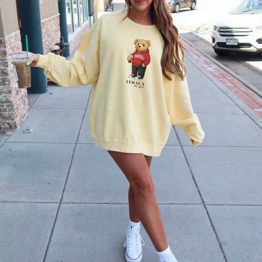 Ithaca, New York Teddy Bear Comfort Colors Sweatshirt