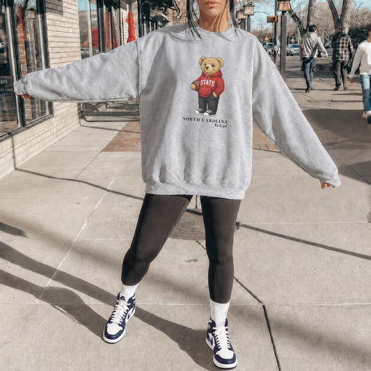 Raleigh, North Carolina Teddy Bear Crewneck Sweatshirt