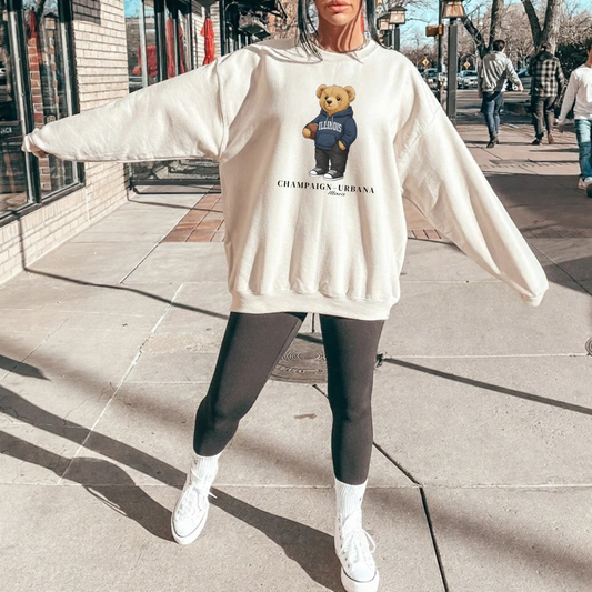 Champaign–Urbana Illinois Teddy Bear Crewneck Sweatshirt