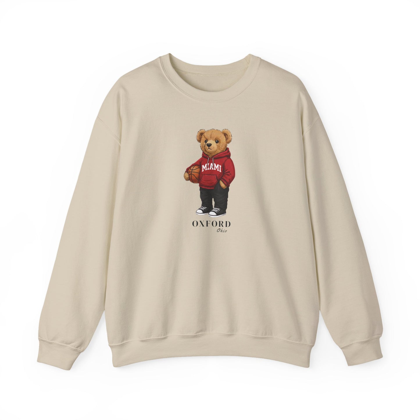 Oxford, Ohio Basketball Teddy Bear Crewneck Sweatshirt