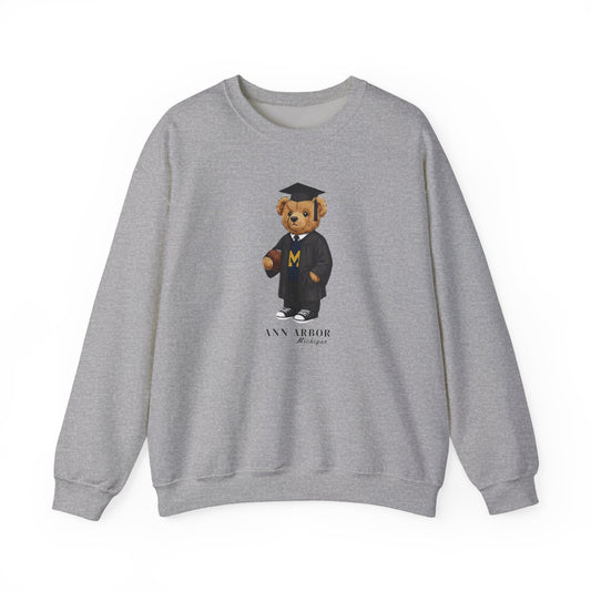 Ann Arbor, Michigan Grad Teddy Bear Crewneck Sweatshirt