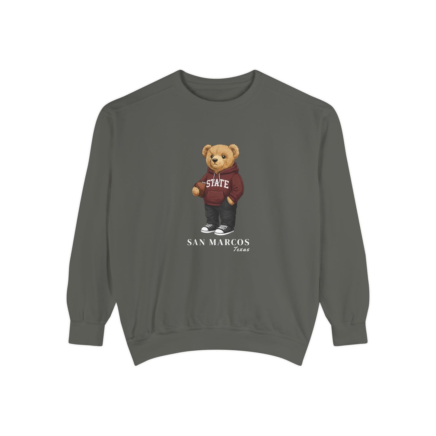 San Marcos, Texas Teddy Bear Comfort Colors Sweatshirt