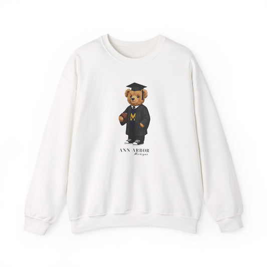Ann Arbor, Michigan Grad Teddy Bear Crewneck Sweatshirt