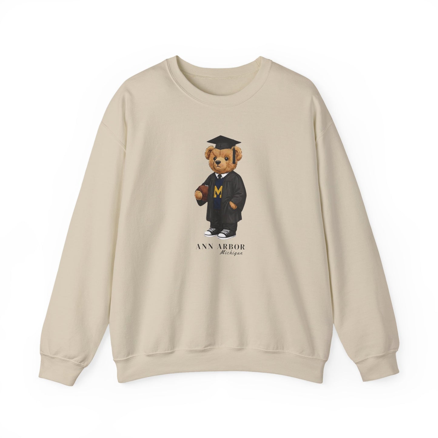 Ann Arbor, Michigan Grad Teddy Bear Crewneck Sweatshirt