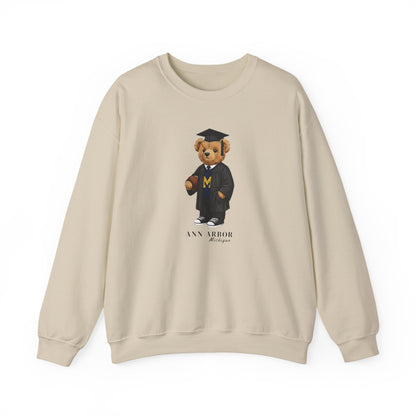 Ann Arbor, Michigan Grad Teddy Bear Crewneck Sweatshirt