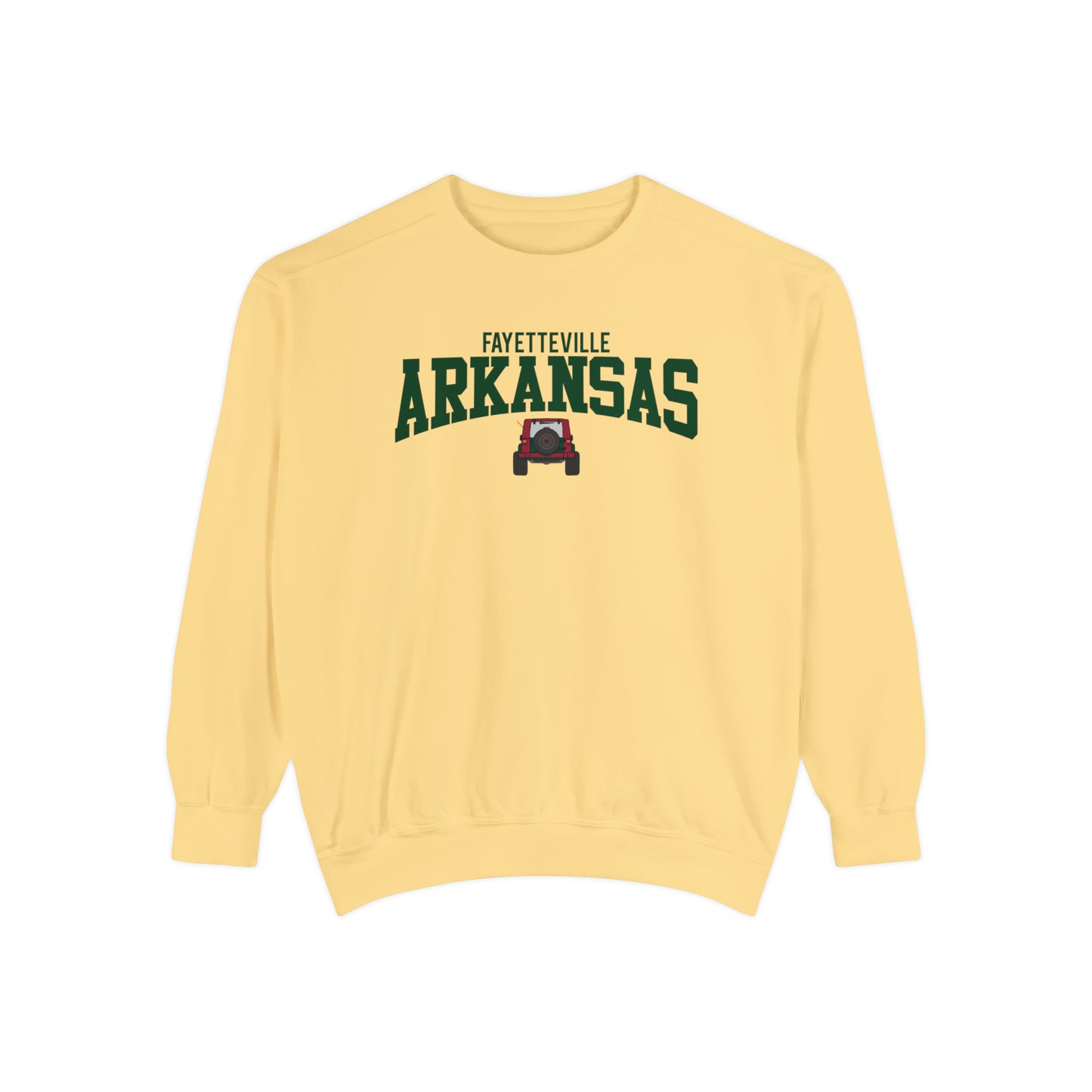 Fayetteville Arkansas Jeep Comfort Colors Sweatshirt