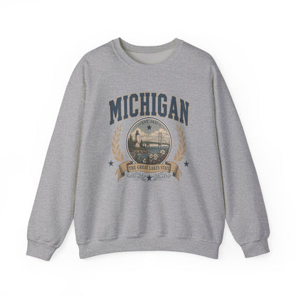 Vintage Michigan - The Great Lakes State Crewneck Sweatshirt