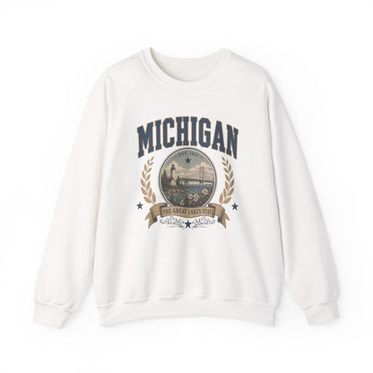 Vintage Michigan - The Great Lakes State Crewneck Sweatshirt