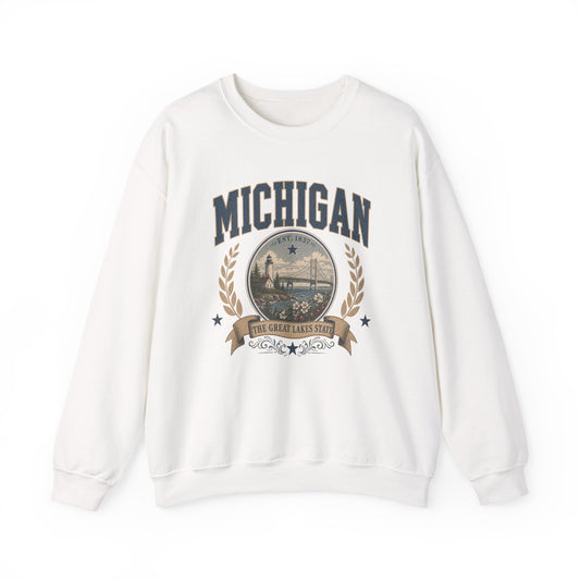 Vintage Michigan - The Great Lakes State Crewneck Sweatshirt