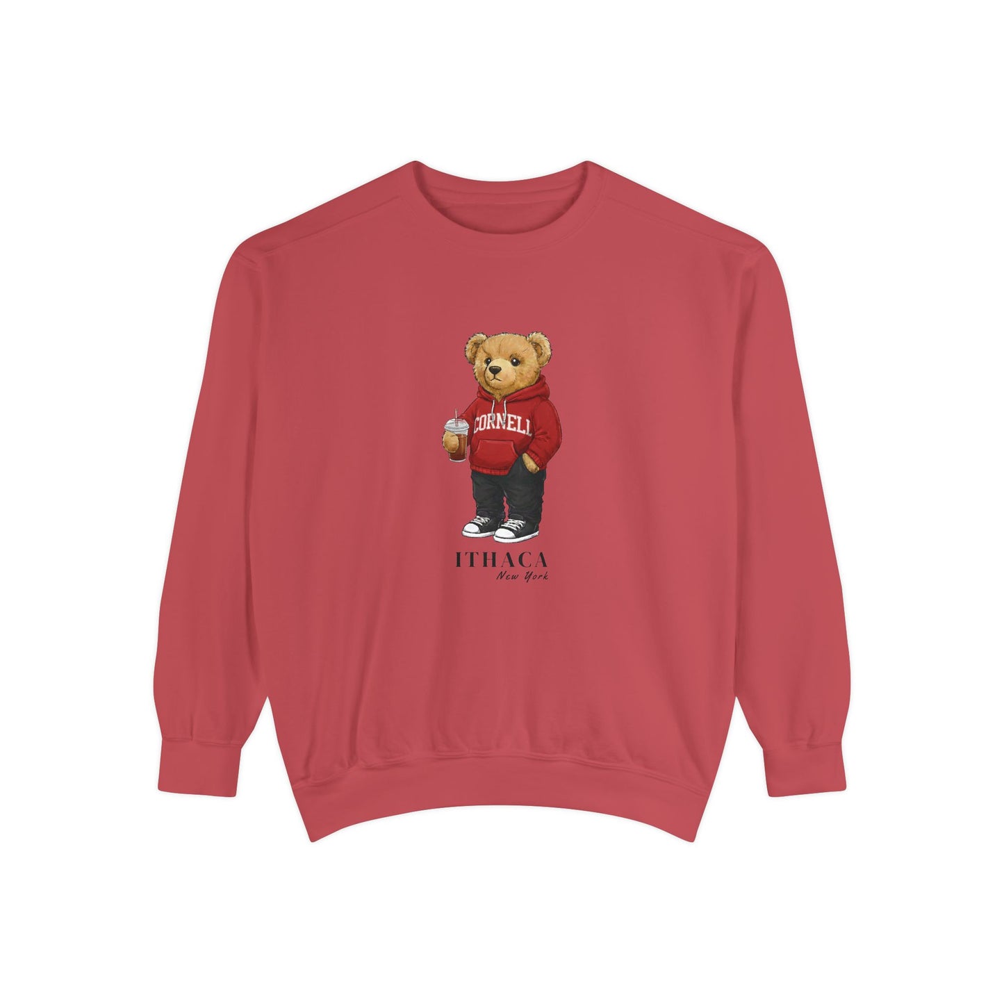 Ithaca, New York Teddy Bear Comfort Colors Sweatshirt