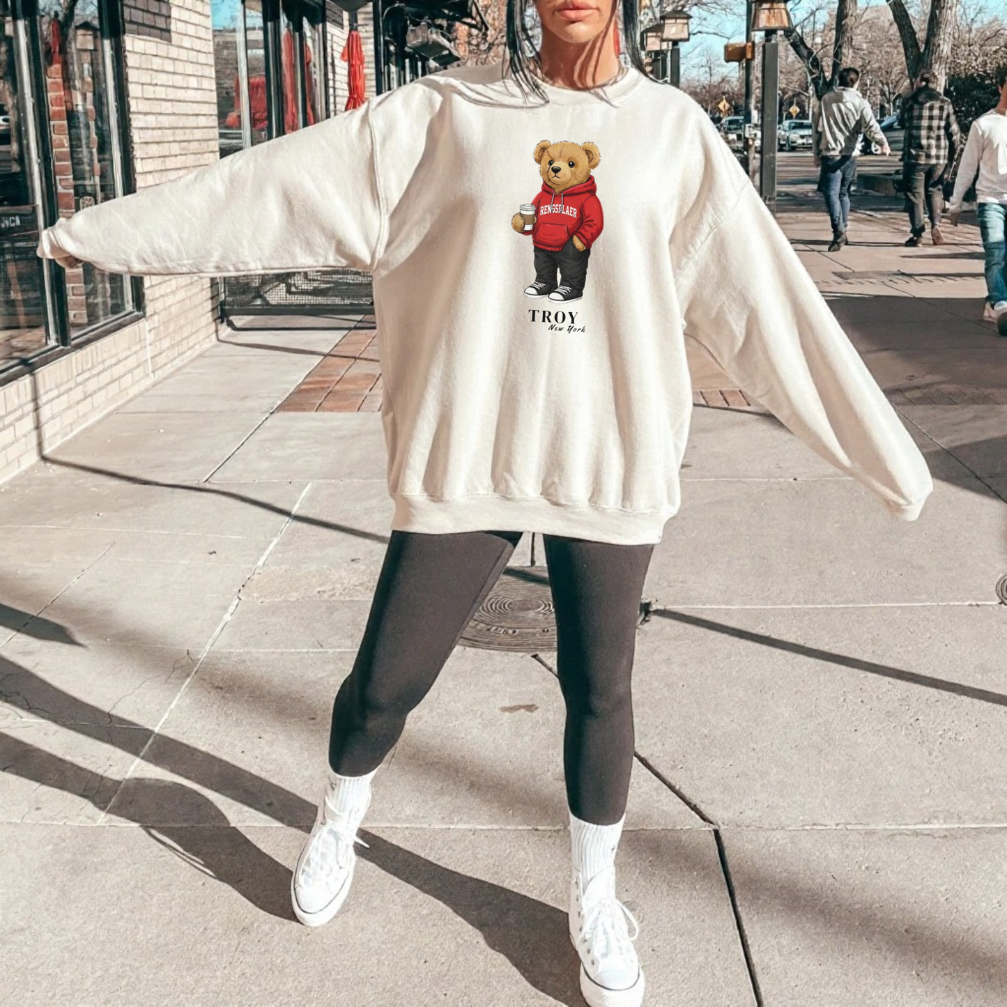 Troy, New York Teddy Bear Crewneck Sweatshirt
